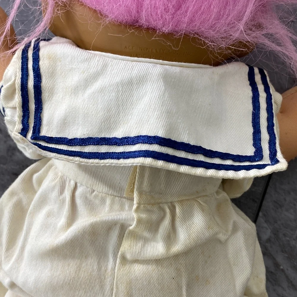 Vintage 80s 1991 Treasure Trolls Troll‎ Doll Pink Hair Haunted Look Sailor Girl